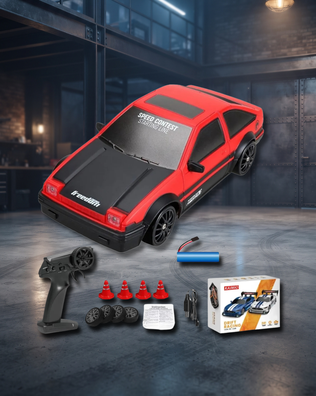 Autos Drift escala 1:24 con bateria recargable y control remoto
