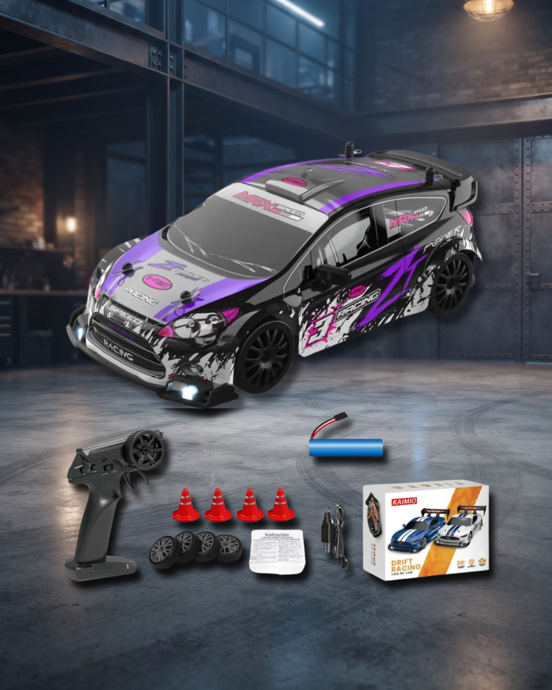 Autos Drift escala 1:24 con bateria recargable y control remoto