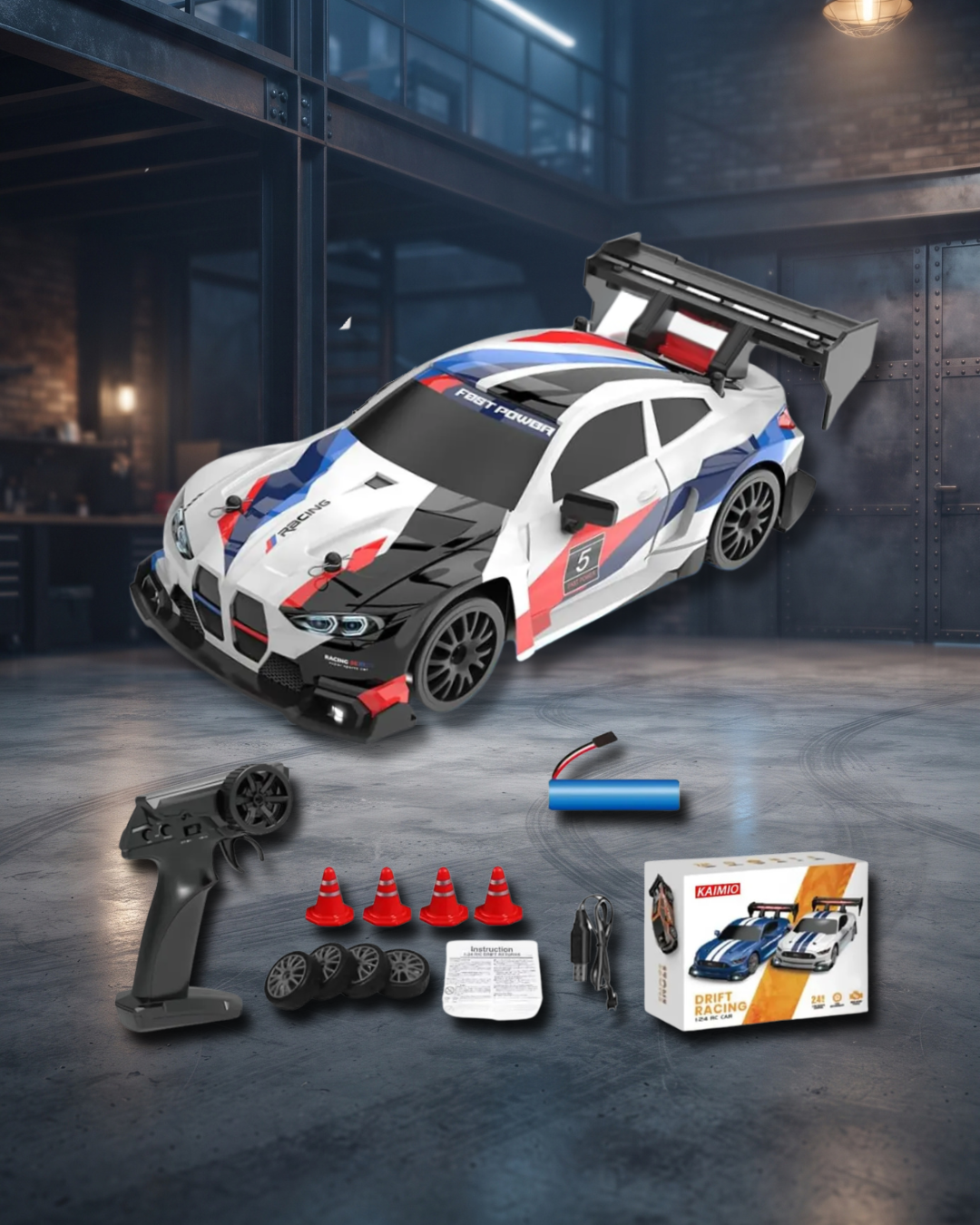 Autos Drift escala 1:24 con bateria recargable y control remoto