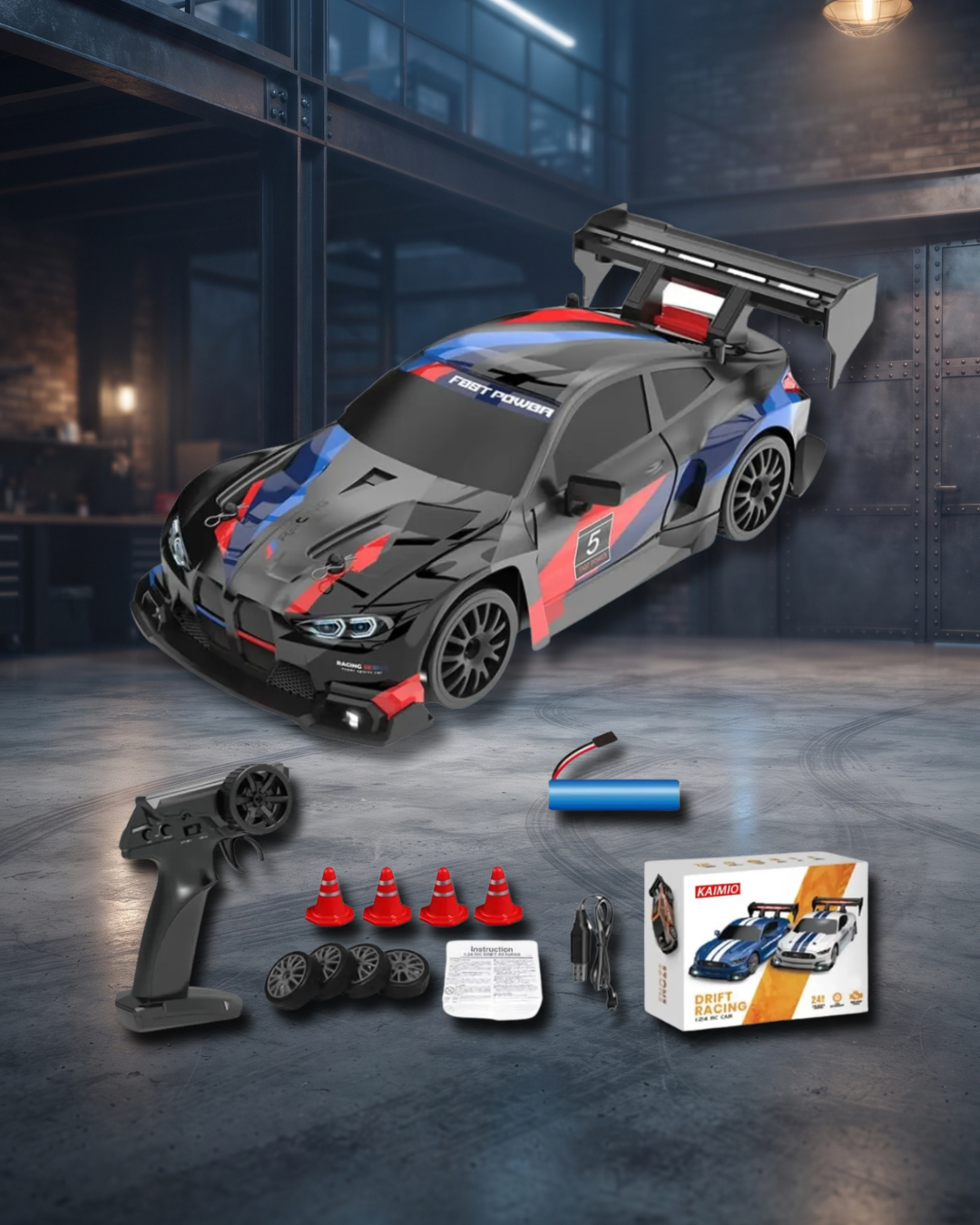 Autos Drift escala 1:24 con bateria recargable y control remoto